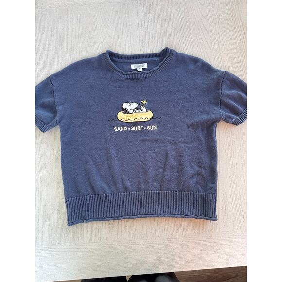 Rare Peanuts SNOOPY Knit T Vacation Sun Sand Surf Shirt (B1) - Picture 1 of 6